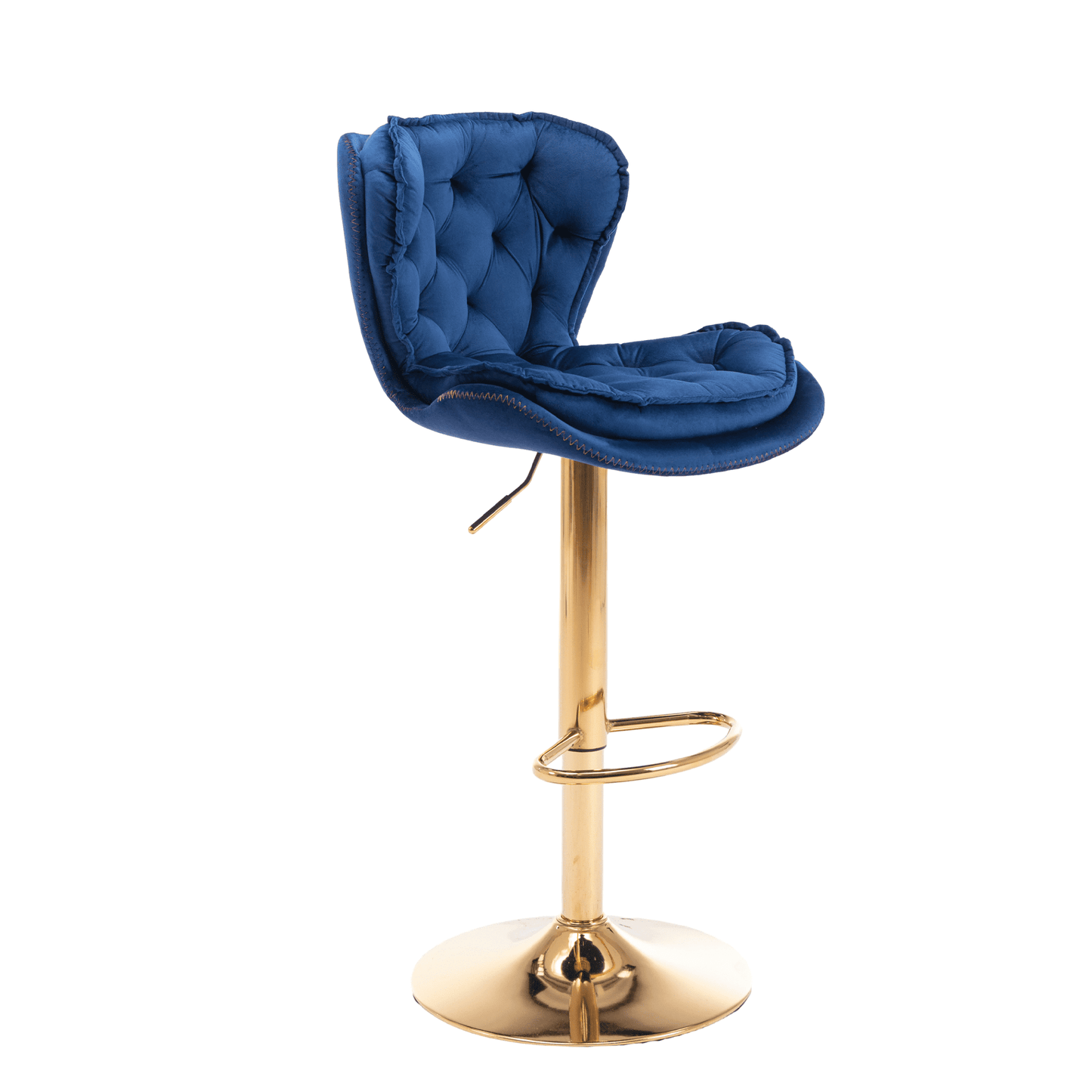 24-33Inch Velvet Stools, Counter Height Adjustable Swivel Barstools High Bar Chairs with Back & Golden Metal Base, Stools Chair Footrest for Kitchen Island, Cafe, Bar, Bar Counter(Navy Blue,Set of 8)