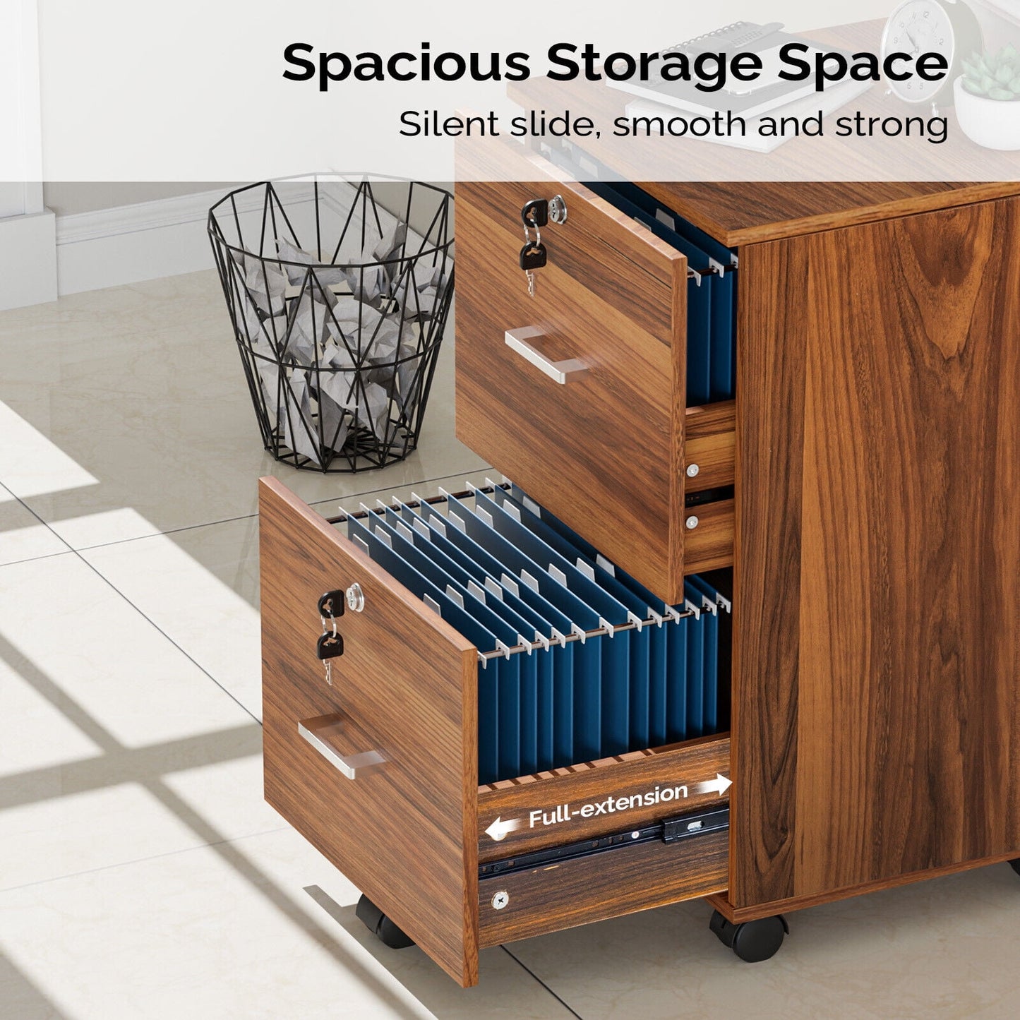 Filing Cabinet with Storage 3 Drawer File Cabinet Organizer with Lock Black