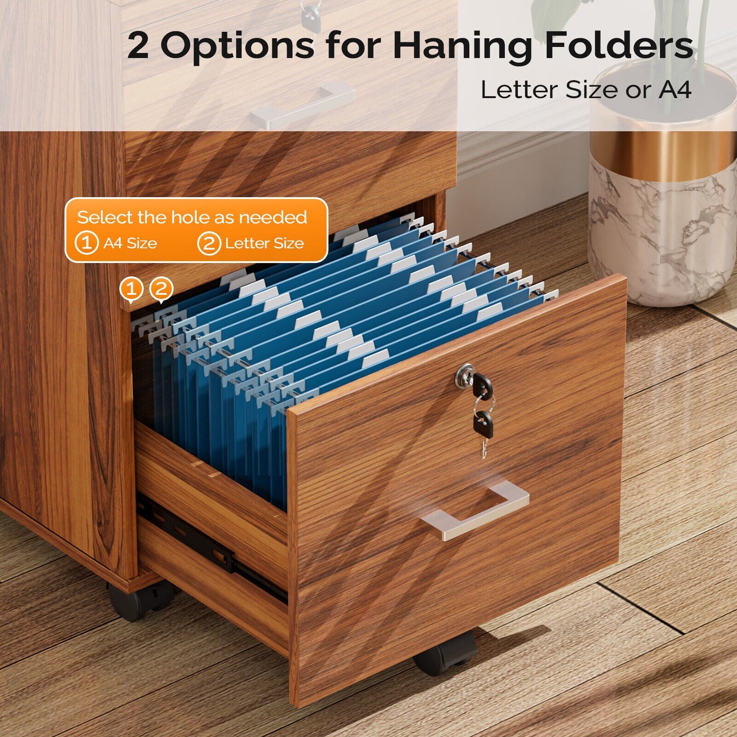 Filing Cabinet with Storage 3 Drawer File Cabinet Organizer with Lock Black