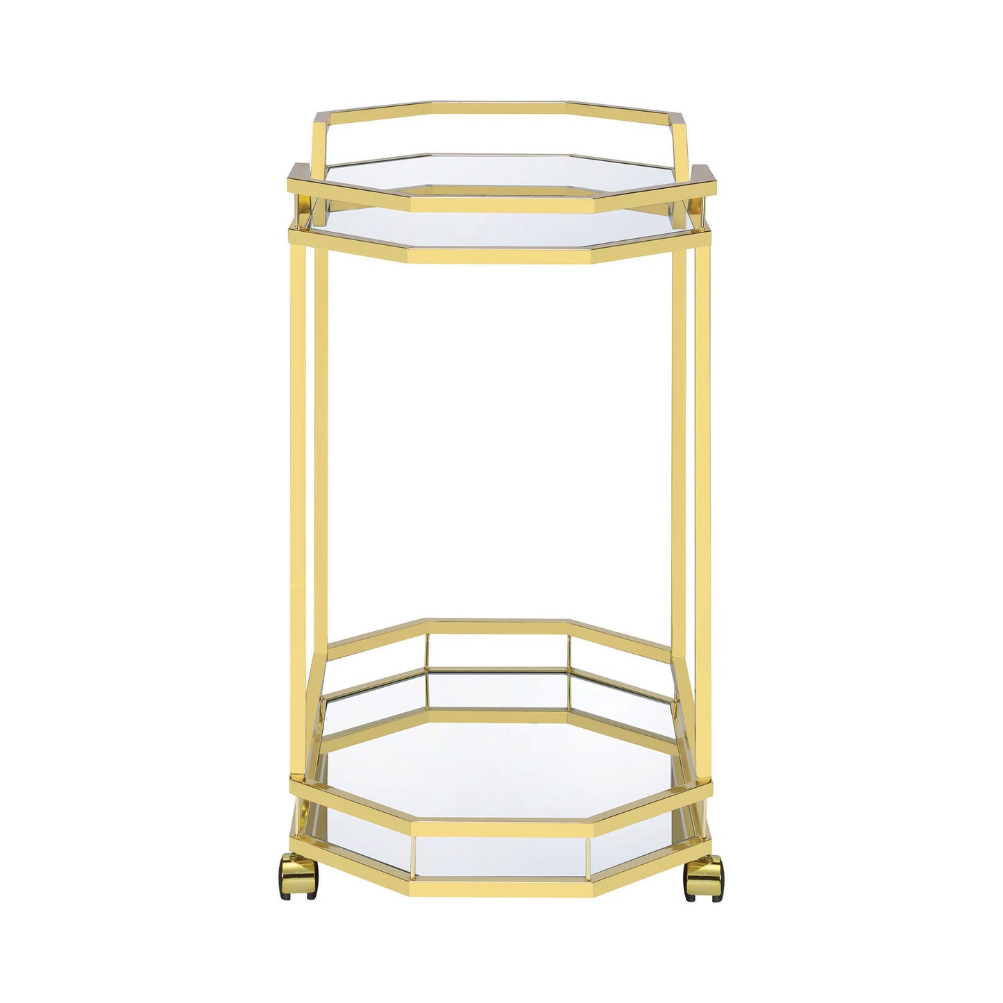 2-tier Mirrored Serving Cart Brass