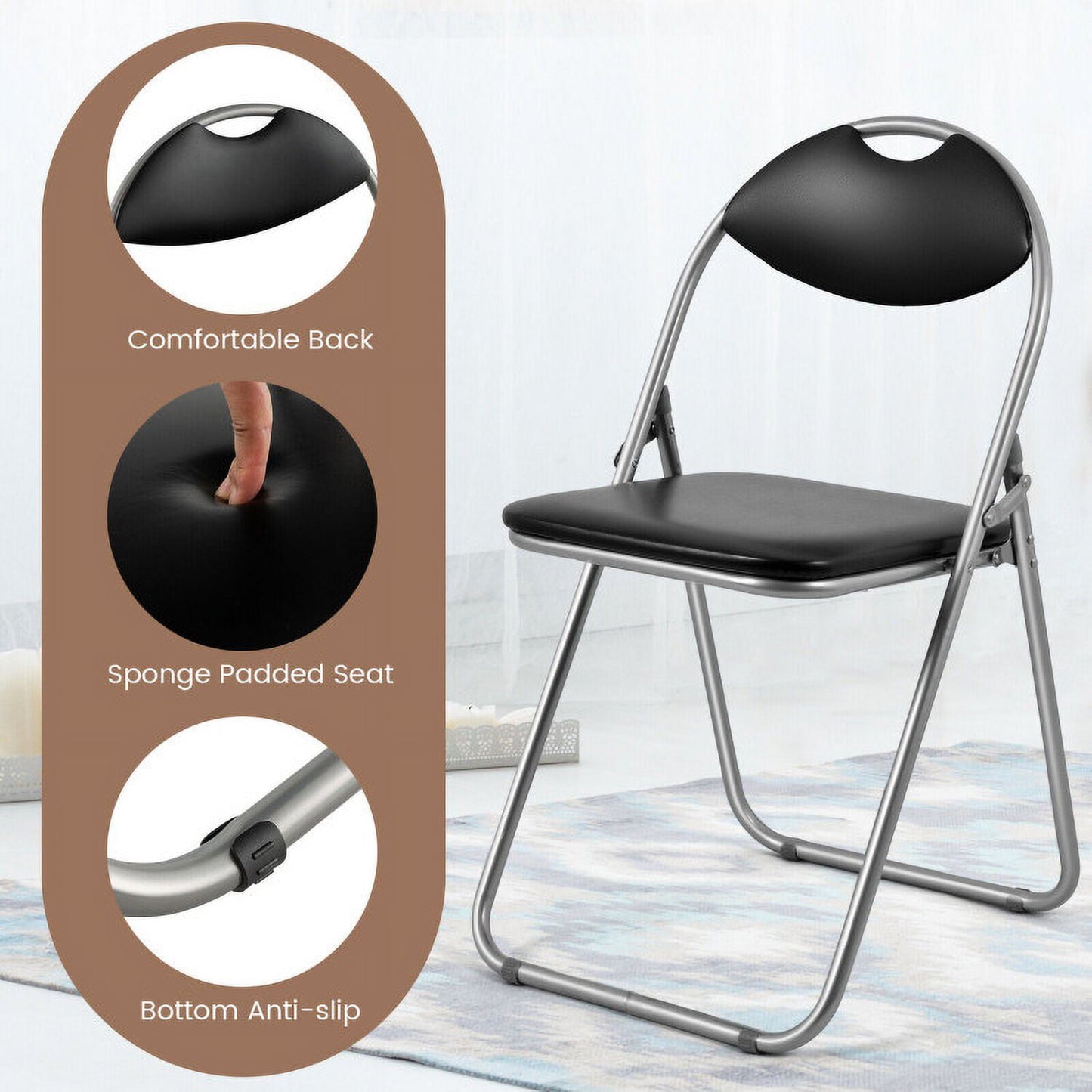 Resenkos Dining Chairs, Kitchen Chairs Trattoria Chairs,6 Pieces U-Shape Folding Chairs with Hollow Handle