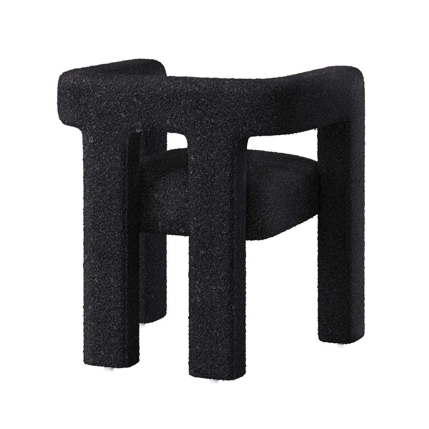 BELLEZE Modern Boucle Chairs Set of 2, Linen Dining Chairs with Barrel Sidearms and Back, Minimalist Upholstered Kitchen Armchairs for Dining Room - Lisbon (Black)