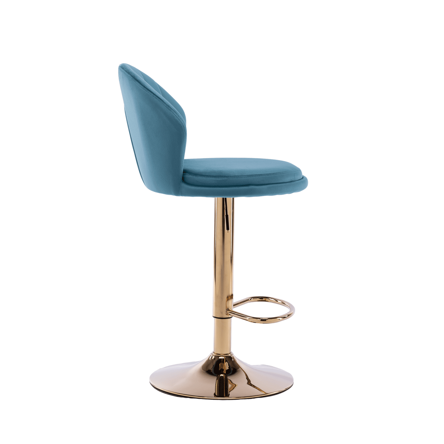 25-33 Inch Velvet Swivel Bar Stools with Back, Velvet Upholstered Adjustable Bar Height Bar Chairs Counter Height Bar Height with Gold Metal Base Kitchen, Home, Bar, Pub(Blue,Set of 8)