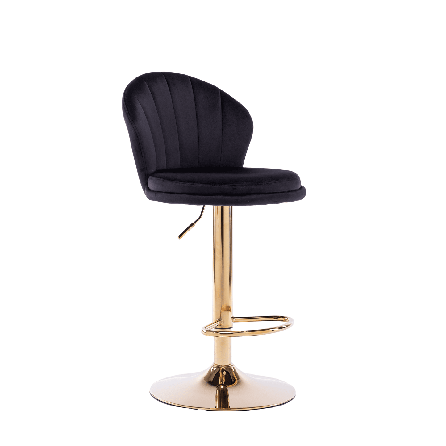 25-33 Inch Velvet Swivel Bar Stools with Back, Velvet Upholstered Adjustable Bar Height Bar Chairs Counter Height Bar Height with Gold Metal Base Kitchen, Home, Bar, Pub(Black,Set of 4)