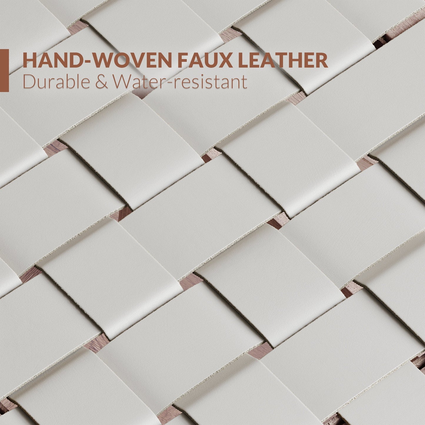 BELLEZE Woven Counter Stools 24 inch Set of 2, Boho Bar Stools with Back Faux Leather Kitchen Stools Island Chairs with Solid Wood Frame for Dining Room Home Kitchen - Morgan (White)