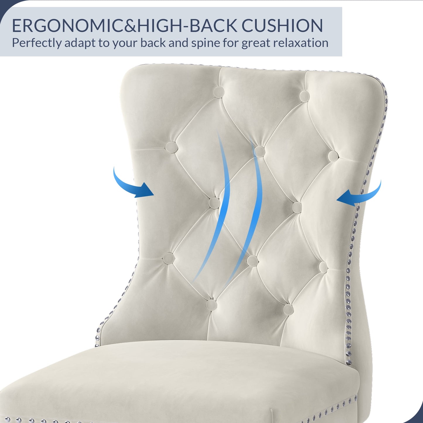 BELLEZE Upholstered Dining Chairs Set of 2, Velvet Luxury Dining Room Chairs with Button Back, Nailhead Trim, Pull-ring, Solid Wood Legs for Kitchen, Living Room, Restaurant - Chandler (Grey)