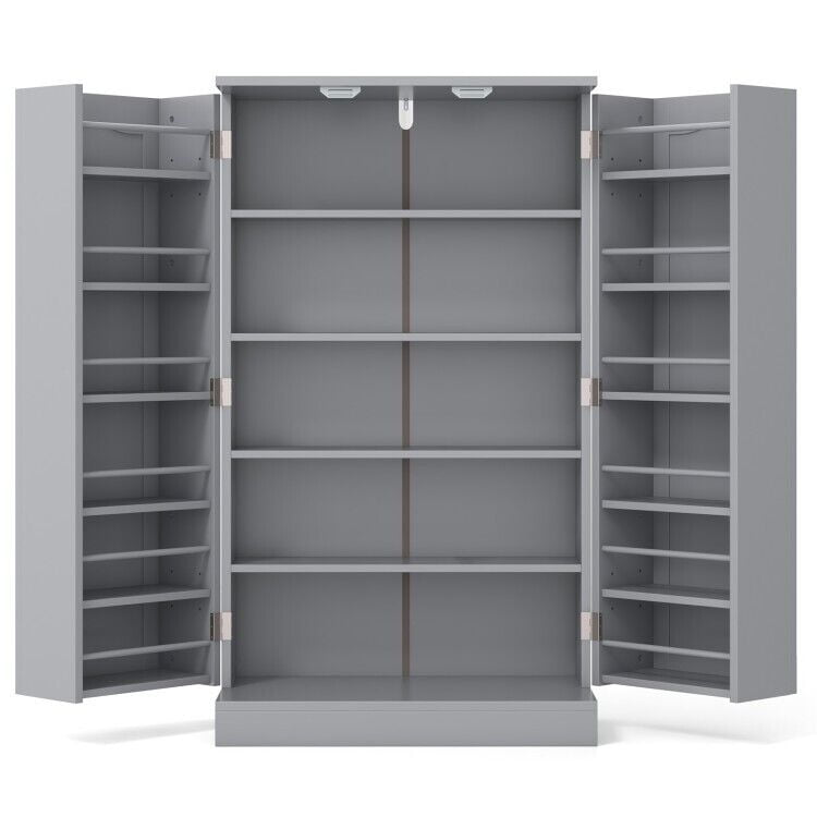 17-Tier Modern Kitchen Pantry Storage Cabinet Organizer 2 Door 6 Adjustable Rack