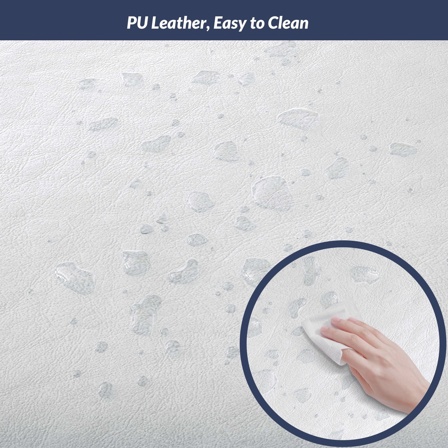 BELLEZE 24in Backless Bar Stools Set of 2, Counter Height Barstools, Modern Upholstered PU Leather Counter Stools with Metal Base Kitchen Island Chairs Dining Chair, White & Black