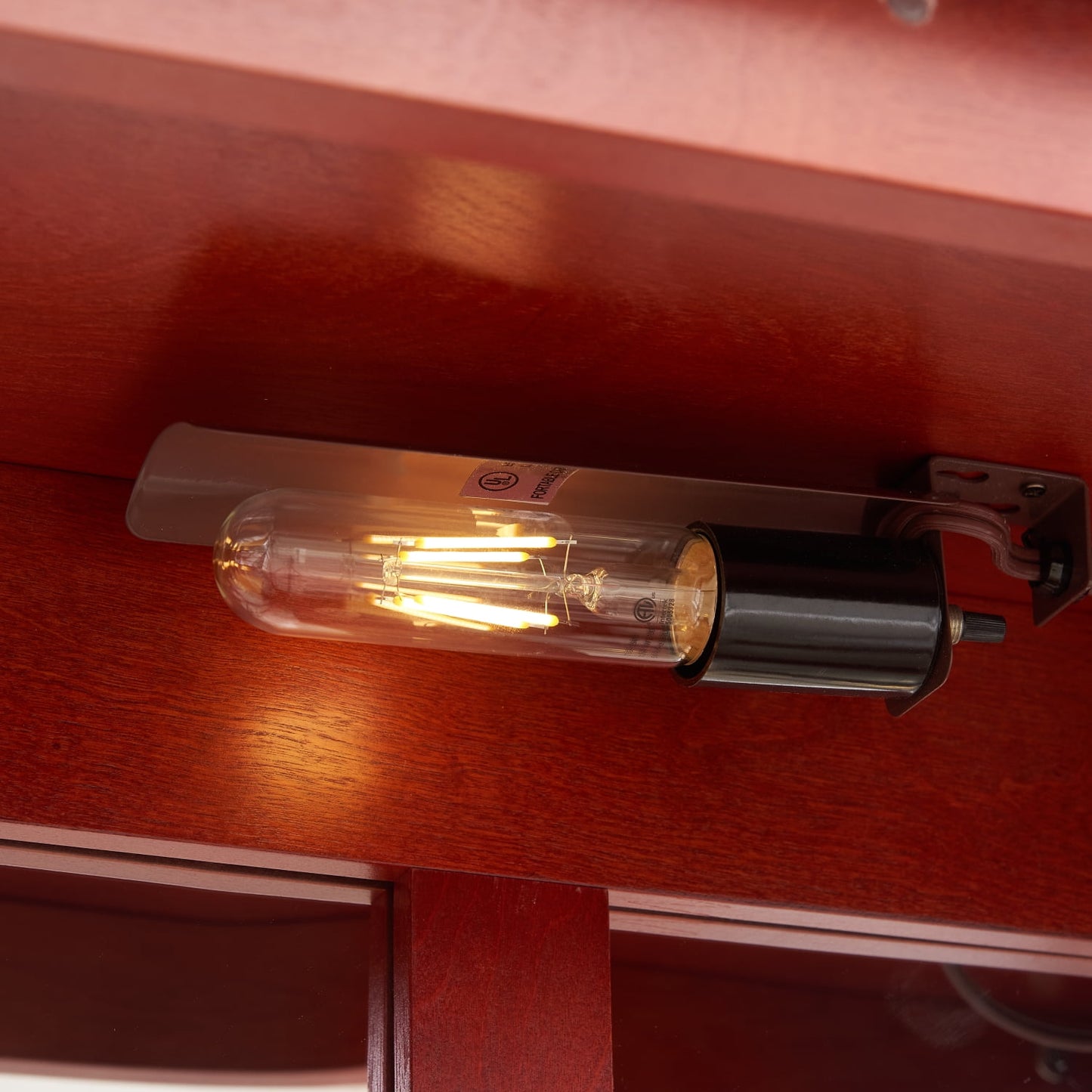 HD JUNTUNKOR 2 Doors Curio Cabinet with Tempered Glass Doors, Lighted Display Cabinet for Home, Office, Cherry