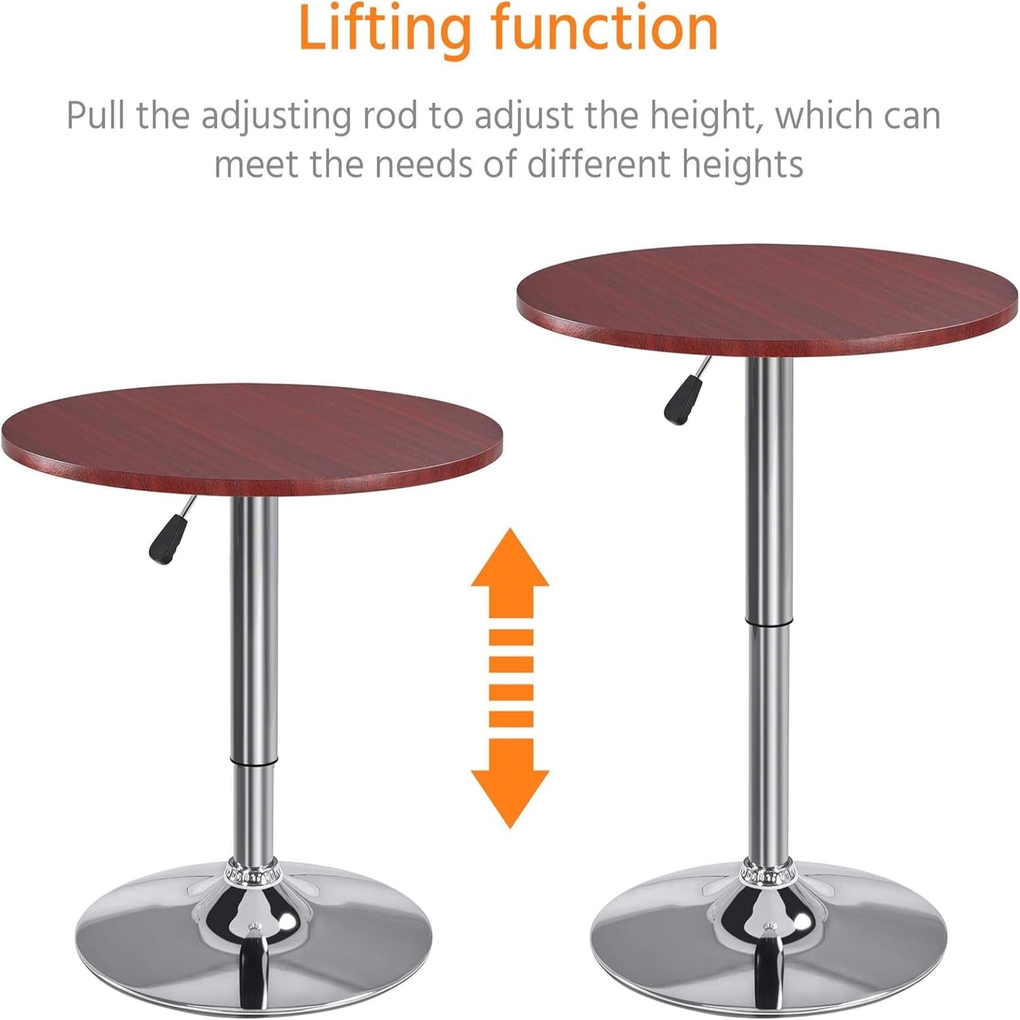 2pcs Home Height Adjustable Pub Round with Swivel Counter Height Bistro Full Black