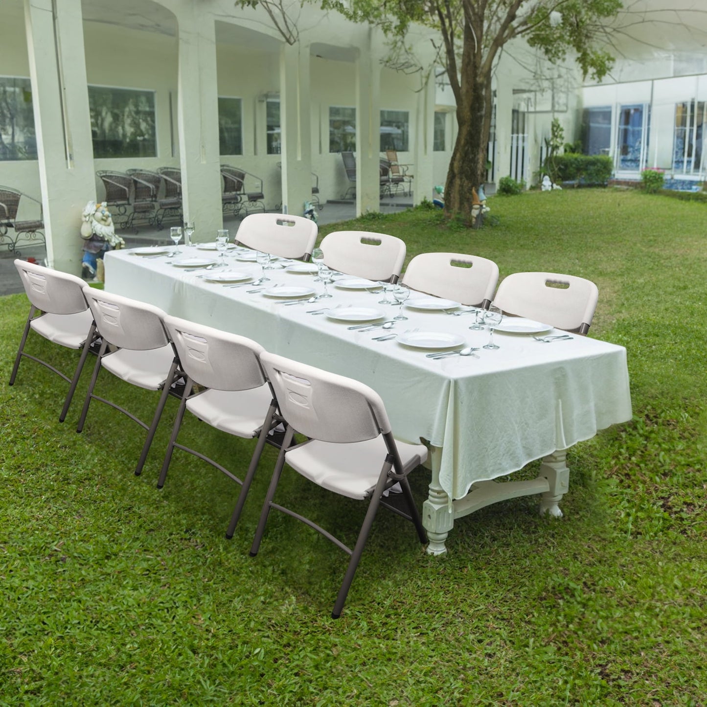 20 Pack White Plastic Folding Chairs¡°?Lightweight Folding Chair, Stackable Commercial Seats with Steel Frame for Office Wedding Party Patio Dinning Events, 350lbs Capacity