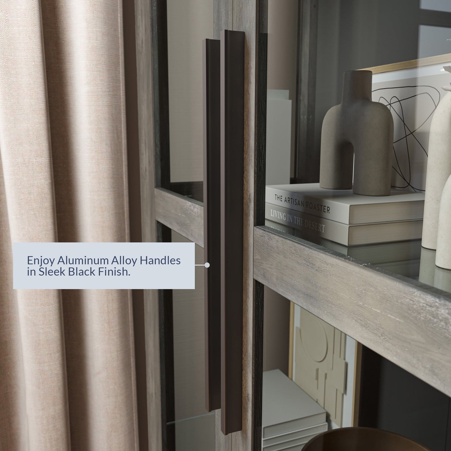 BELLEZE Modern Wooden Curio Cabinet with Adjustable Shelves (Gray Wash)