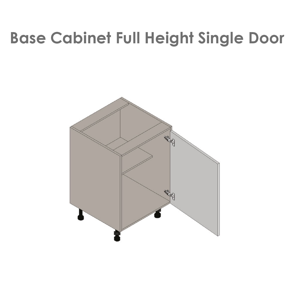 12in Base Cabinet High Single Door with Grey Gloss door