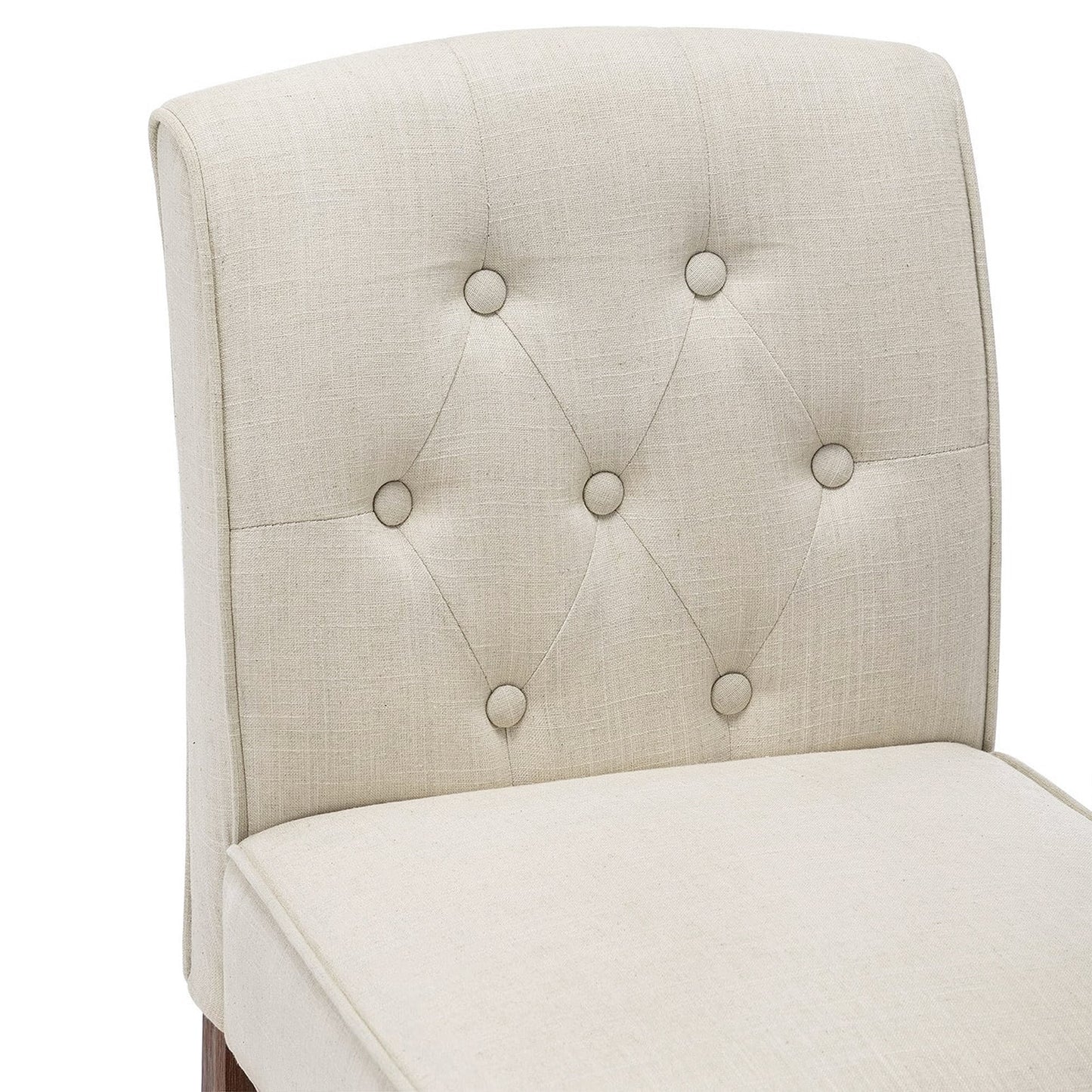 BELLEZE Counter Height Bar Stools for Kitchen Island Set of 4, Modern Counter Stools Button Tufted Upholstered Barstools Island Chairs Farmhouse High Back Dining Room Chairs - Calila (Natural)