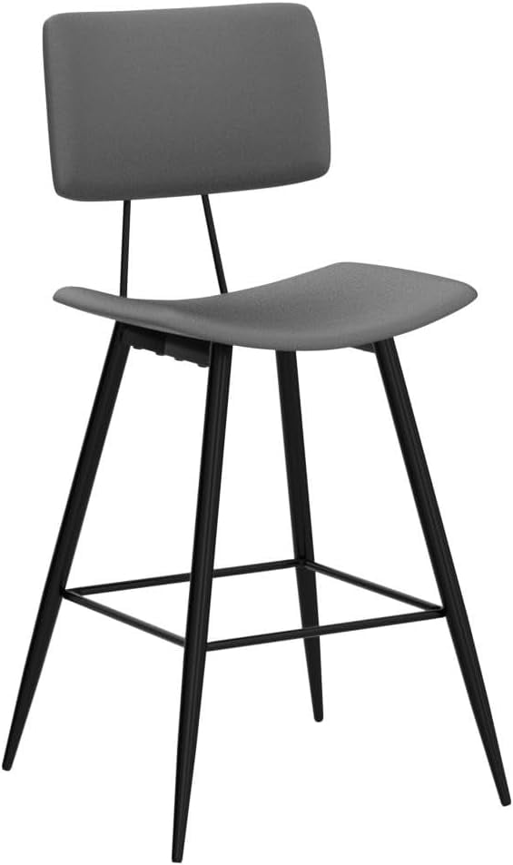 Dycanpo 24.5in Counter Height Bar Stools Set of 4, Faux Leather Upholstered Barstools, Gray