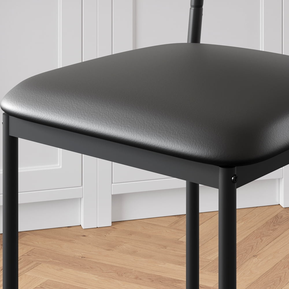 2 Piece Chair Set,PU UpholStered,Comfortable And Soft,Modern Counter Normal Chairs for Kitchen Breakfast Nook Living Room Small Space Black