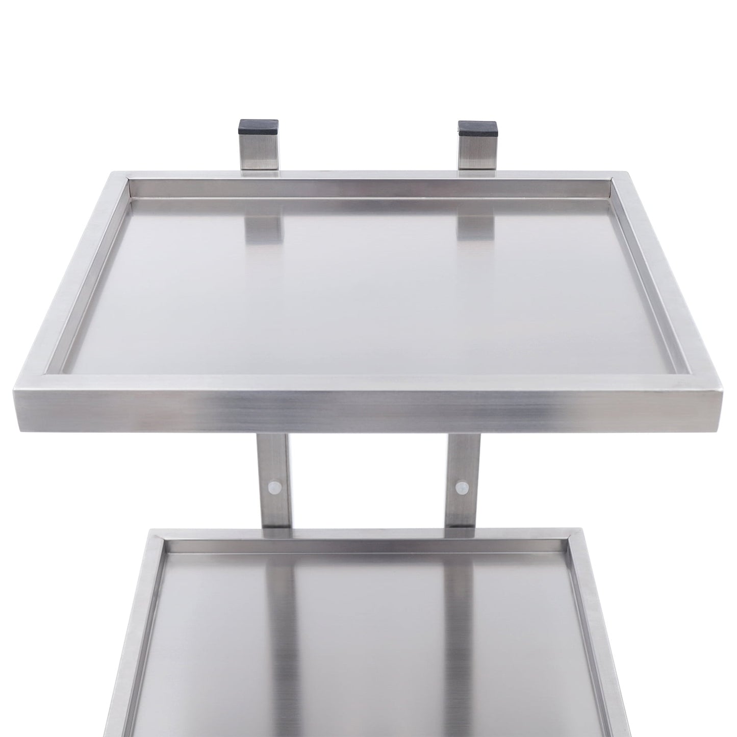 2-Tier Metal Salon Trolley Hairdressing Cart with Wheels Stainless Steel Silver