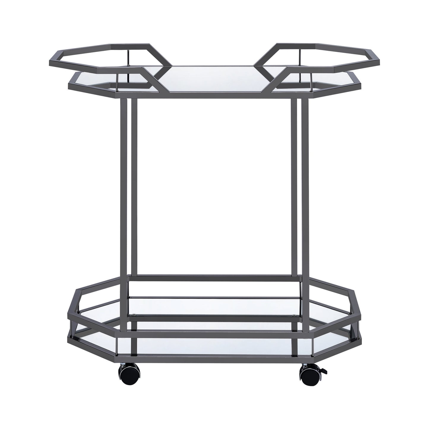 2-Tier Mirrored Serving Cart Black Nickel