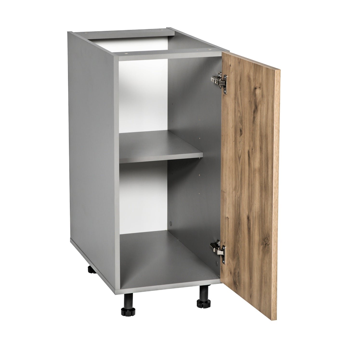 15in Base Cabinet High Single Door with Natural Teak door