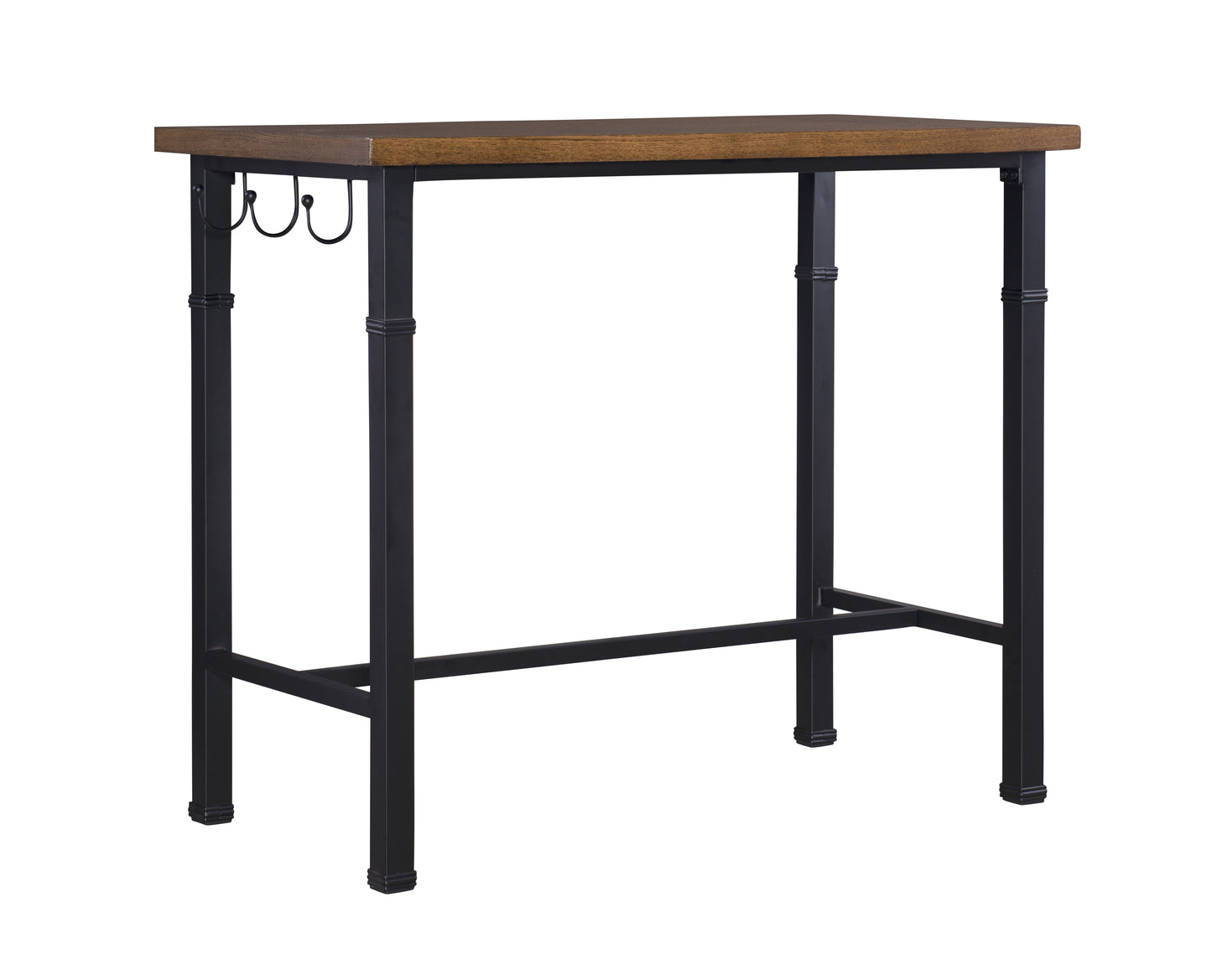 Linon Austin 3 Piece Pub Set Wood Table Top Padded Stools Metal Legs in Black